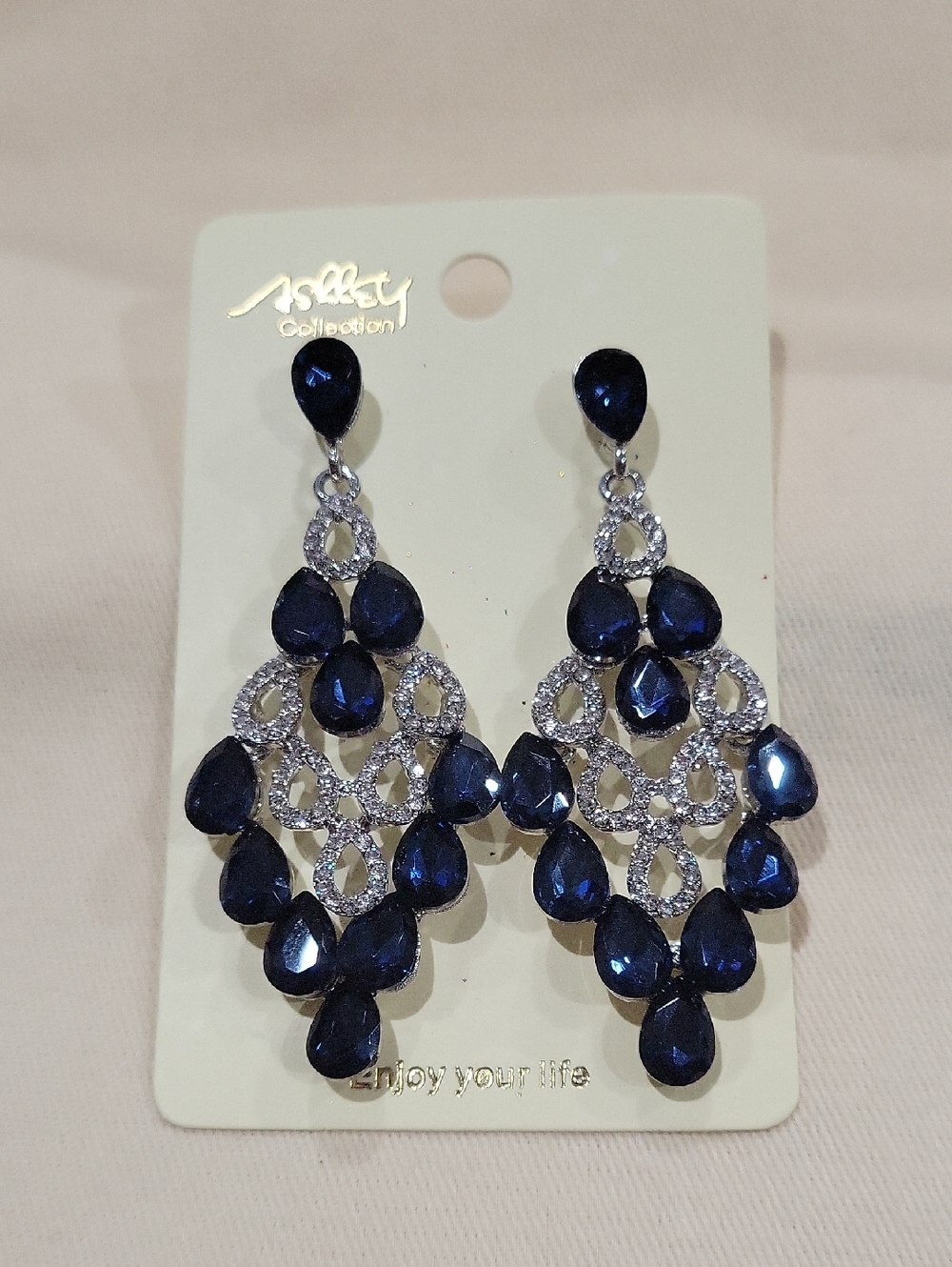 Enjoy Your Life Blue Teardrop Chandelier Earrings
